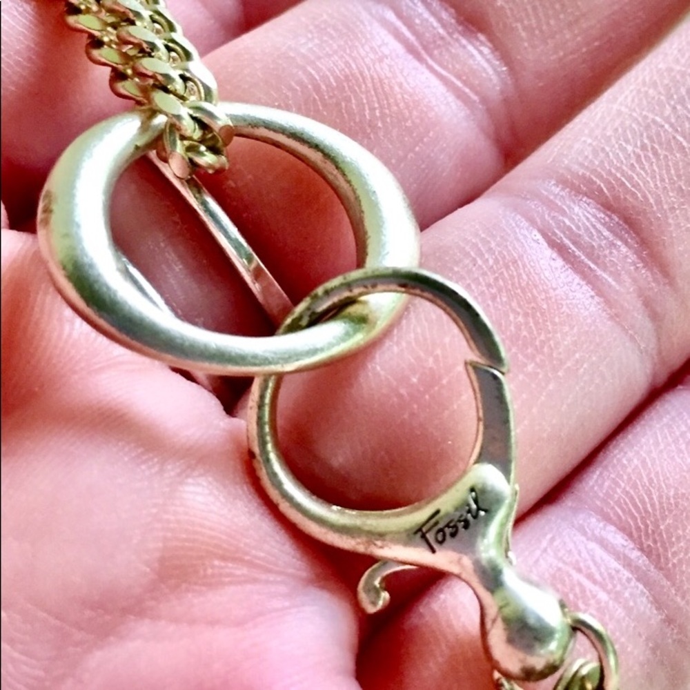 FOSSIL Key Gold Leather NECKLACE - Picture 6 of 6